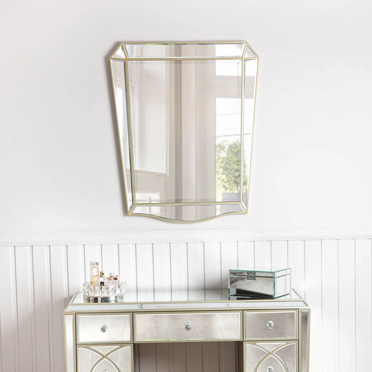 Ellefson Novelty Wood Framed Wall Mounted Accent Mirror in Gold