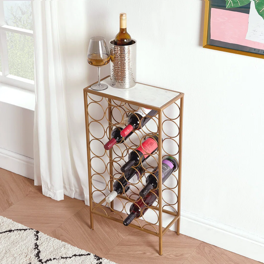 Modern Wine Rack Geometric Metal Frame Holds Up To 24 Bottles