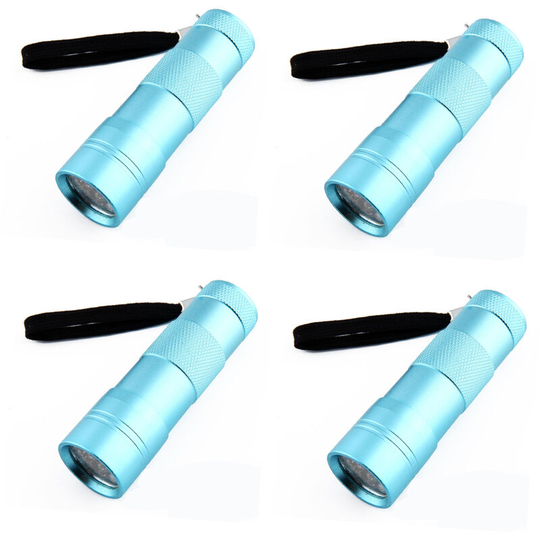 4pcs 12LED violet light flashlight, 395 violet light UV flashlight - sky blue