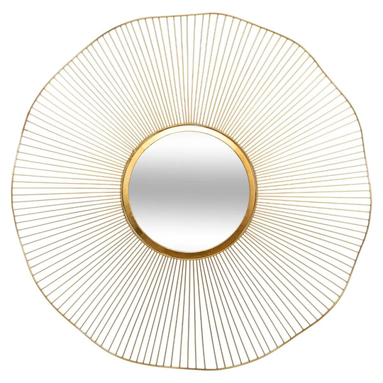 Instinct Round Metal Framed Wall Mounted Accent Mirror in Gold