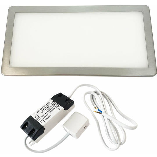 Loops - 1x brushed nickel Ultra-Slim Rectangle Under Cabinet Kitchen Light & Driver Kit - Natural White Diffused led