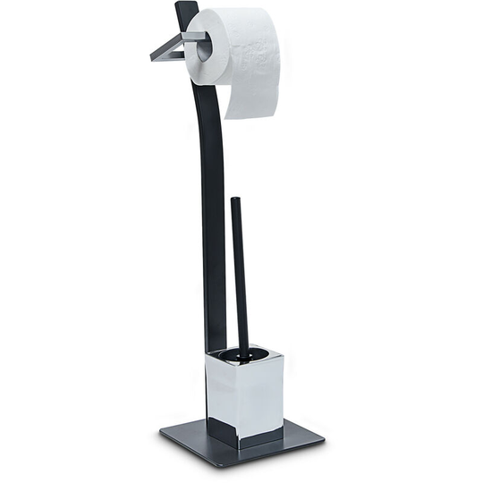 Relaxdays - Relaxday grao Bathroom Set Toilet Butler Chromed Steel 70 x 20 x 20 cm Grey With Toilet Brush & Roll Holder Metal Bathroom Stand
