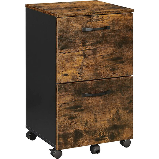 Vasagle File Cabinet with 2 Drawers, Rolling Office Filing Cabinet with Wheels, for A4, Letter Sized Documents, Hanging File Folders, Industrial