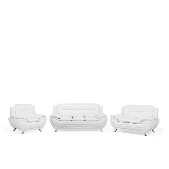 Faux Leather Living Room Set Grey Bundara