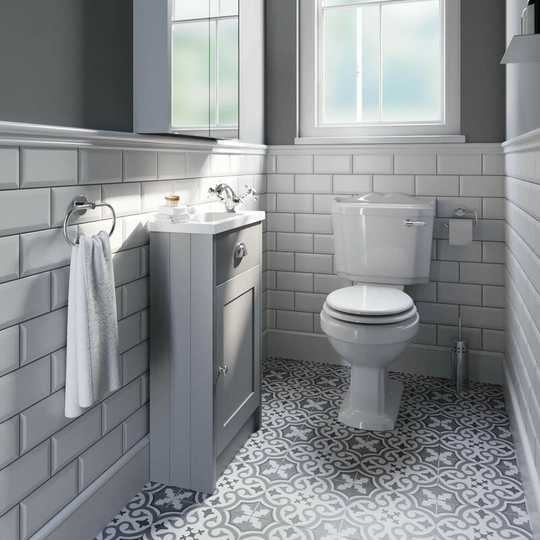 Dulwich stone grey cloakroom unit with traditional close coupled toilet - Grey - Orchard