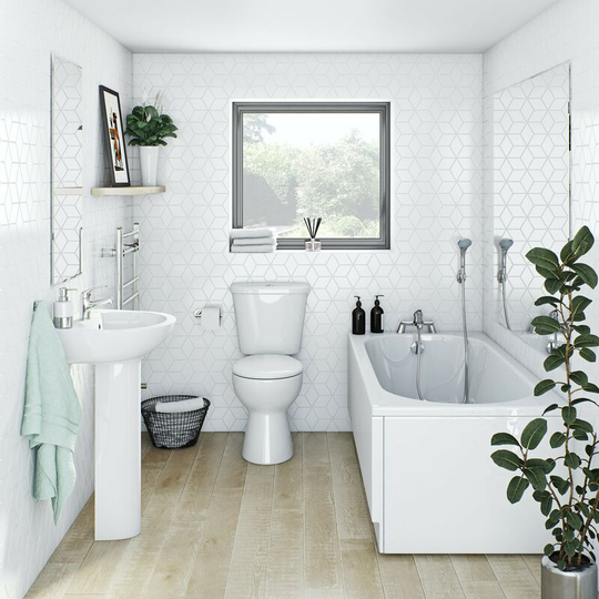 Ii bathroom suite with straight bath 1700 x 700 - White - Clarity