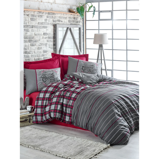 Juliet Claret Red Cotton Modern & Contemporary Duvet Cover Set