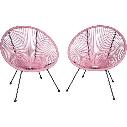 Garden chairs in retro design (set of 2) - dining chairs, egg chairs, bedroom chairs - pink - pink