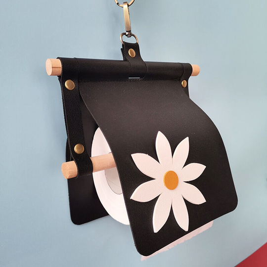 Black Toilet Paper Holder - Rustic Wall Mount with Push Hook Holder Toilet Roll Holder for Bathroom/RV/Camp/Farmhouse Dustproof Decorative Toilet