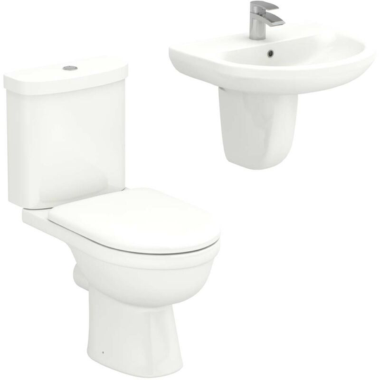Ideal 550mm Semi Pedestal Basin and Toilet Suite - White