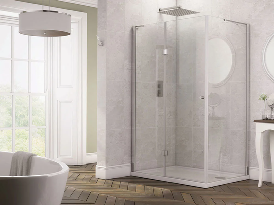 Stoney Semi-Frameless Tempered Glass Pivot Shower Door