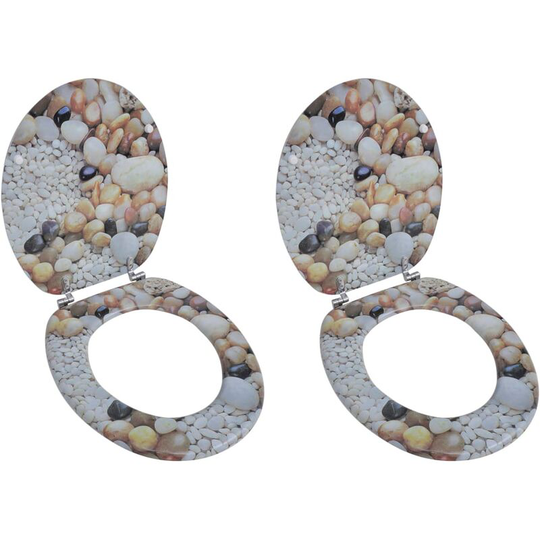 Toilet Seats with Lids 2 pcs MDF Pebbles - Multicolour