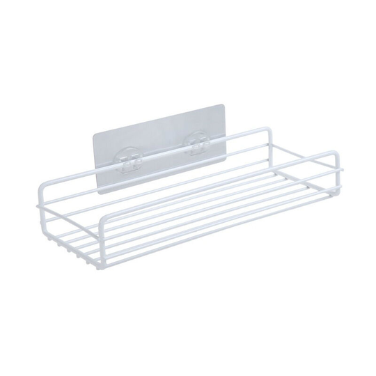 Shower basket shelf, shower shelf without drilling, bathroom shelf self-adhesive, shower shelf wall shelf rectangle for bathroom and kitchen-Weiß