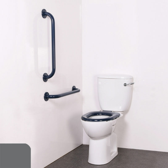 Nymas - NymaPRO Close Coupled Ambulant Doc m Toilet Pack with Stainless Steel Grab Rails - Dark Grey