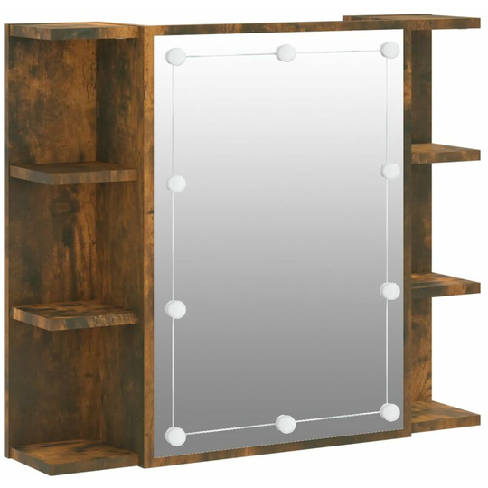 Vidaxl - Mirror Cabinet with led Smoked Oak 70x16.5x60 cm Brown