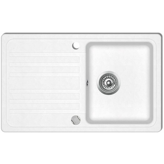 Granite Kitchen Sink Single Basin with Drainer Reversible Cream White VDTD04093