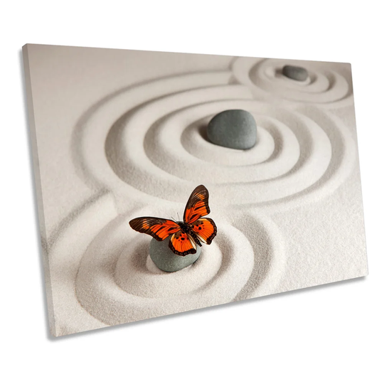 Zen Rocks Butterfly CANVAS WALL ART Framed Print