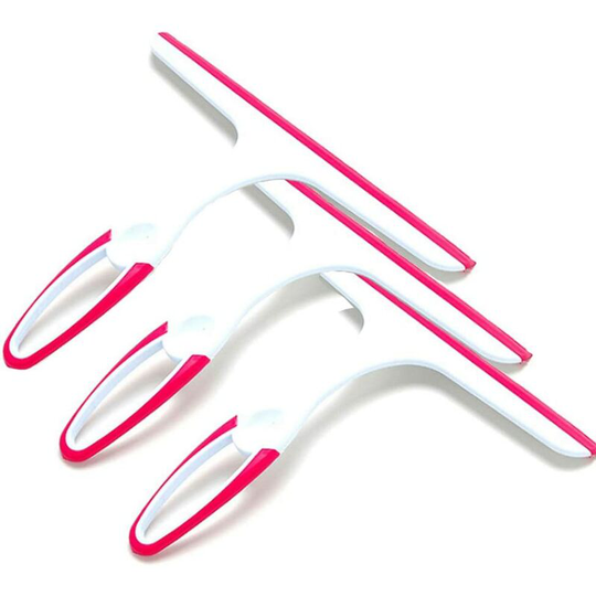 Litzee - Mini Glass Window Soap Cleaner Wiper Squeegee Home Car Blade Bathroom Mirror Shower (3*Pink)