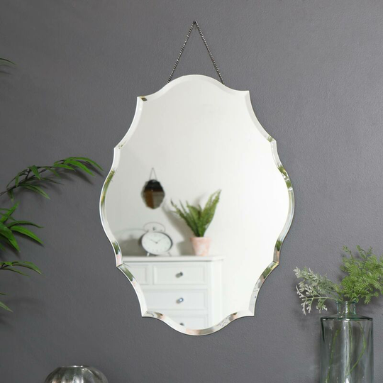 Ornate Frameless Bevelled Wall Mirror - Clear