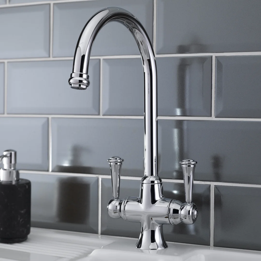 Hale Double Chrome Handle Monobloc Kitchen Mixer