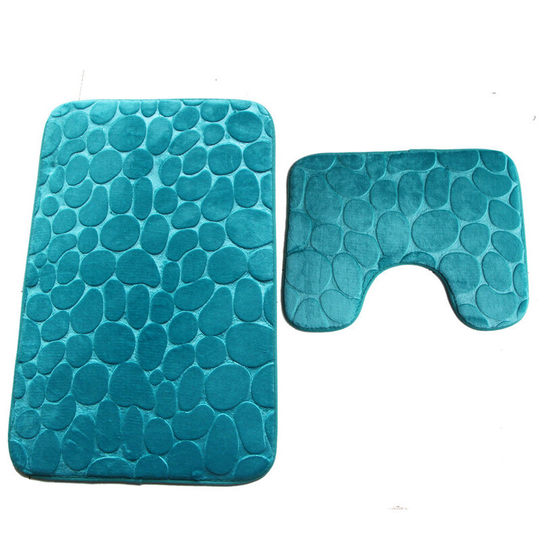 BETTE 2 Pack Non-Slip Bath Mats Soft Pedestal Bathroom Mats Absorbent Toilet Mats U-Shaped Toilet Machine Washable Green