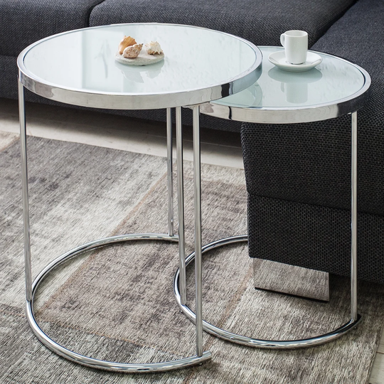 Saturnus 2 Piece Side Table Set in , White