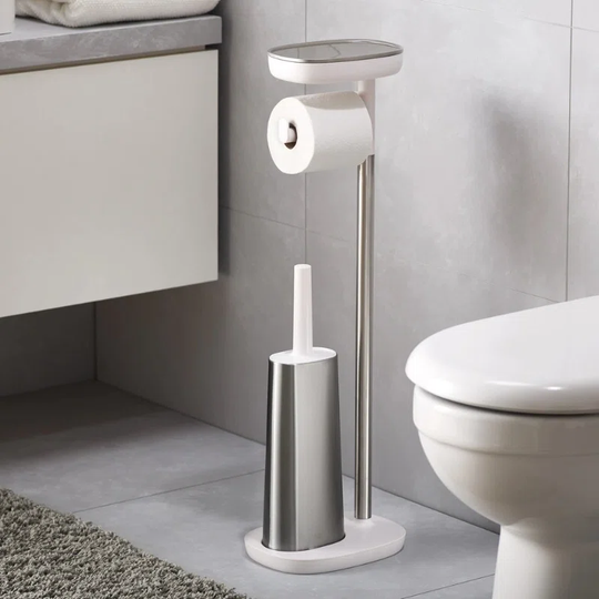 Easystore Freestanding Toilet Paper Holder With Flex Steel Toilet Brush, Stainless Steel (C1D7A8CC4703459CB6DA451836BF75D0)