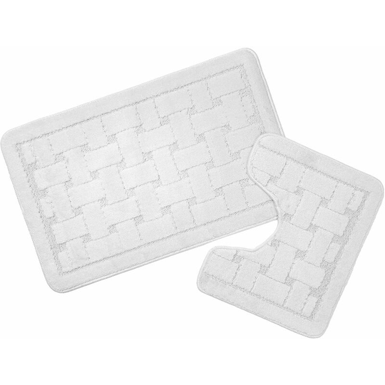 Orkney White Bath Mat and Pedestal Set - White