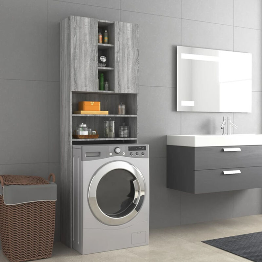 Asupermall - Washing Machine Cabinet Grey Sonoma 64x25.5x190 cm