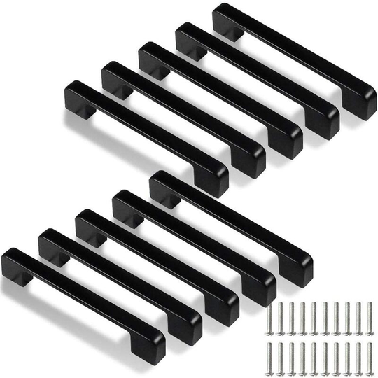Dksfjkl - Kitchen Handle, Furniture Handles for Door, Drawers, Cabinets (with screws) 128mm 10pcs black
