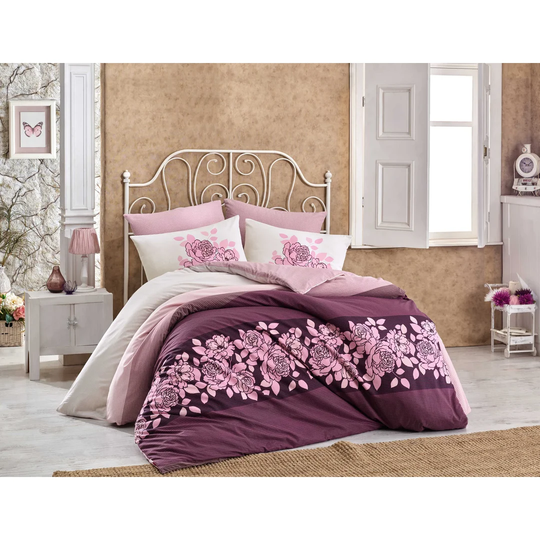 Frahm Garnet/Ecru/Pink 100% Cotton Duvet Cover Set