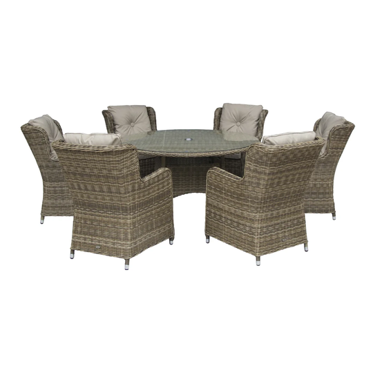 Vandeventer 6 Seater Dining Set with with Cushions and Parasol