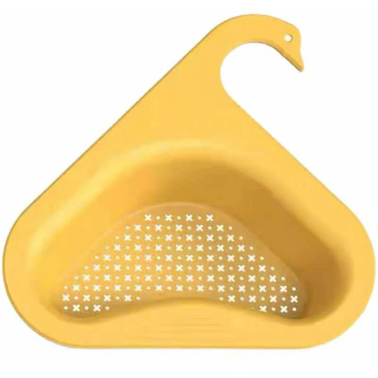 Swan Drain Basket + 2 Sponges (Random Color), Multifunctional Triangle Sink Strainer, Kitchen Sink Drain Basket, for Storage, Sponge Holder, Garbage