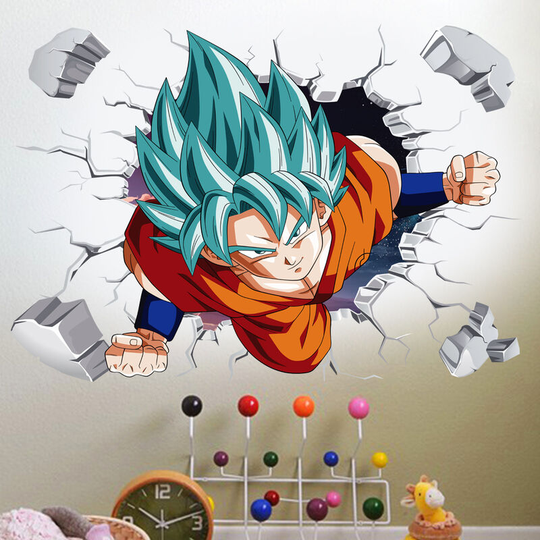 Two cartoon Seven Dragon Ball false window wall stickers, background wall decoration wallpaper of Monkey King Saiya bedroom
