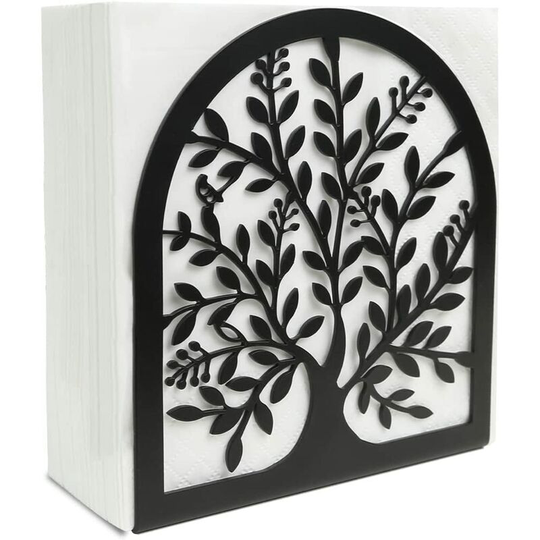 Napkin Holder for Tables, Vintage Metal Floor Standing Tissue Dispenser, Black Cast Iron Vertical Table Paper Napkin Holder for Dinner, Kitchen,