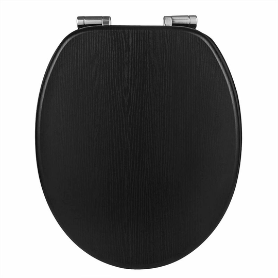 Wooden toilet seats Soft Close wc Seat Hinge Ideal for Standard Toilet Black - Woltu
