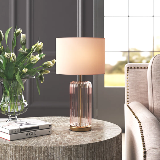Withamsville 49Cm Antique Brass/Pink Table Lamp
