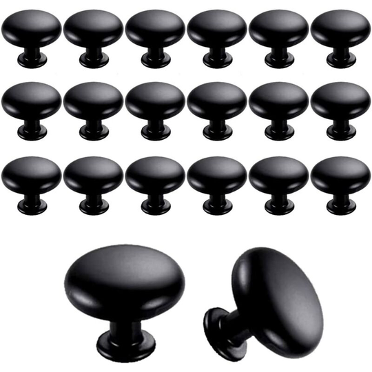 Perlerare - 20PCS Door Knobs Drawer Knobs 28mm Vintage Handles Furniture Cabinet Knobs for Kitchen Cupboards (Black)