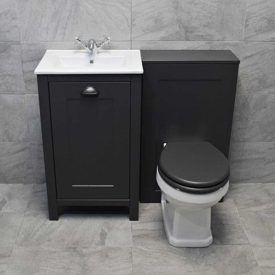 Hydros - Derby 1000 Light Grey or Dark Grey Vanity Bathroom Suite + Toilet - Optional Tap, Light Grey Oak-With Tap & Waste