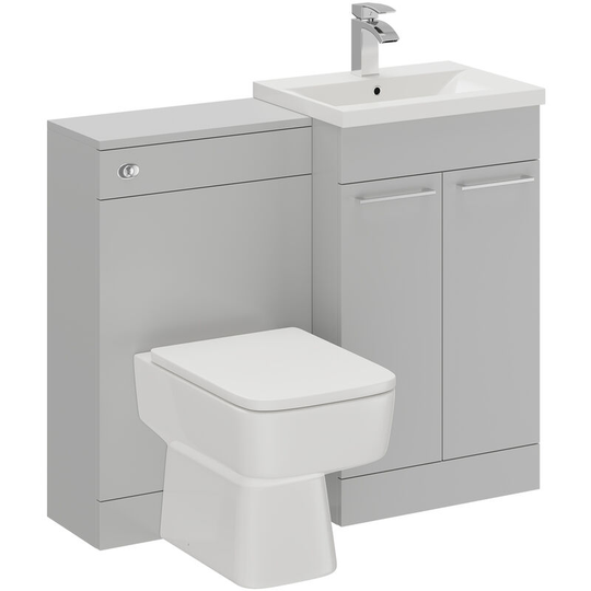 Wholesale Domestic - Napoli Gloss Grey Pearl 1000mm 2 Door Vanity Unit Toilet Suite - Gloss Grey Pearl