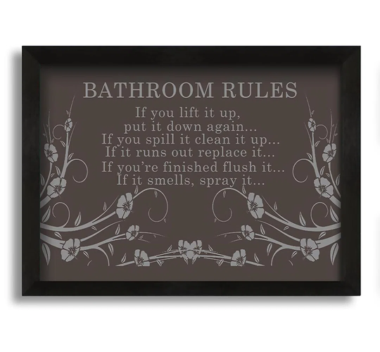 Bathroom Rules 2 - Picture Frame Typography on Canvas