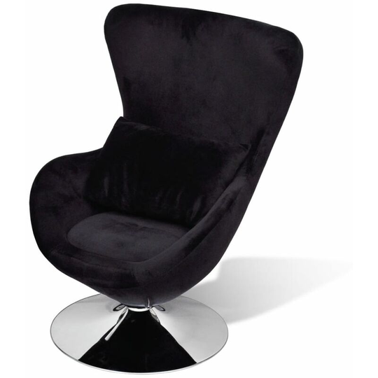 Vidaxl - Swivel Egg Chair with Cushion Black Velvet Black