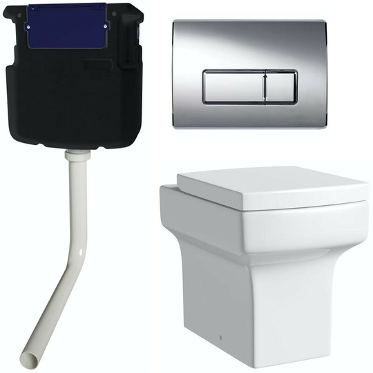 Wye back to wall toilet with soft close seat, concealed cistern and push plate - White - Orchard