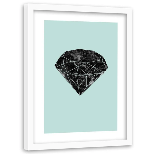 'Black Diamond on a Blue Background' - Picture Frame Graphic Art Print on Paper