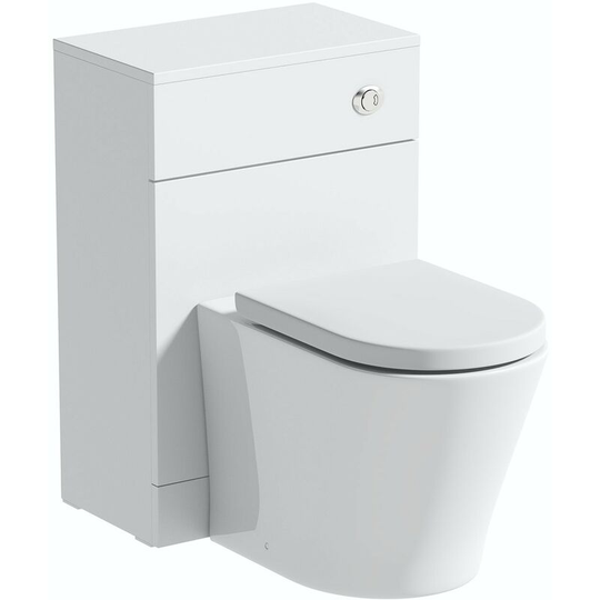 Elsdon white slimline back to wall unit and contemporary toilet with soft close seat - White - Orchard