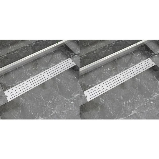Linear Shower Drain 2 pcs Line 830x140 mm Stainless Steel VD18845 - Hommoo