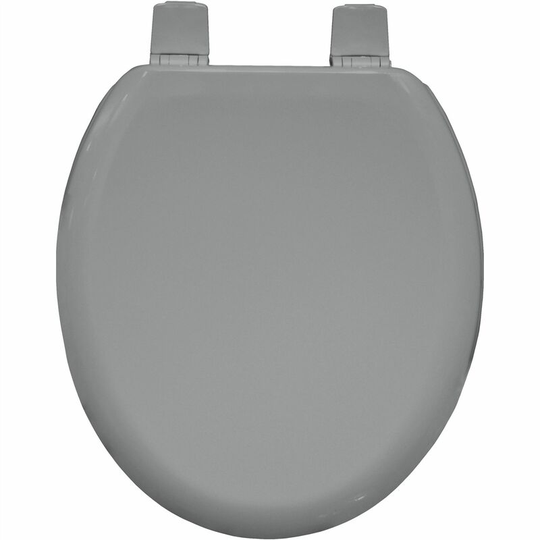 Traditional Toilet Seat Grey Bathroom Round Bottom Fix Wood Bemis Sta-Tite - Grey