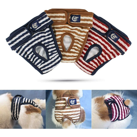 Dog Diaper (3 Pack) Washable Female Dog Pants Comfortable Warmth for Female Pets, Dogs, Puppies(L: waist circumference 35-45cm)