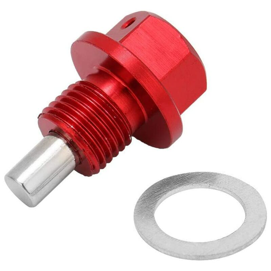 Car Magnetic Engine Oil Pan Drain Bolt Screw M12*1.25 Red Aluminum Alloy Oil Drain Plug And Gasket