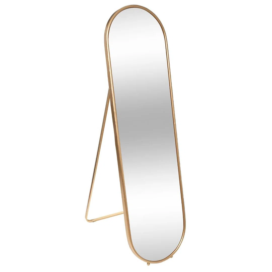 Irani Oval Metal Framed Freestanding Full Length Mirror in Gold